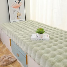 DFMEI 泡泡絨飄窗墊冬季加厚防滑毛絨地墊臥室牀邊毯榻榻米墊陽臺毛毛毯, 1cm, 泡泡絨飄窗墊綠色:45*45cm