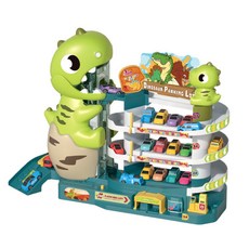 Homkey 恐龍停車場玩具組 多層停車位 自動升降 附多款小汽車, 1套