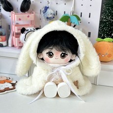 台灣出貨 新店優惠 娃衣 衣服 娃娃衣服 仿兔毛萬圣節披風斗蓬20cm棉花娃娃娃衣斗篷無屬性日常玩偶替換裝, 1個, 兔耳披風--粉色,適合20cm娃娃