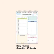 32 매 귀여운 일일 플래너 식사 일정 투명 PVC 하드 커버 우선 순위 메모장 주최자 계획 노트, Daily Planner