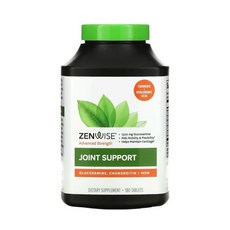 ZENWISE MSM葡萄糖胺軟骨素錠180顆，關節保健，靈活舒適，促進軟骨修復，支持關節健康，易於吞服, 1個