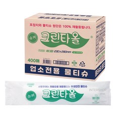 유한그린텍 크린타올 400매 1BOX 업소용 물티슈 식당용 일회용 물수건 개별포장물티슈, 400박스, 1매입