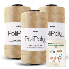 진텍스 폴리폴리(250g) 뜨개실x3볼+니팅맵mini, 07_베이지, 1세트