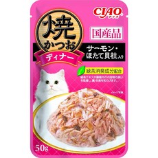 CIAO 燒鰹魚 晚餐包 貓零食, 1個, 到12月CIAO鰹鮭干貝IC-239, 鰹魚, 鮭魚