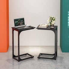 소파용 RISWER C자형 사이드 테이블 - 금속 프레임과 방수 스크래치 방지 기능이 있는 소형 커피 스탠드 소파 트레이 책상 거실 침실 작은 공간 러스틱 브라운을 위한, 2-Pack, Rustic Brown, Includes Power Outlets