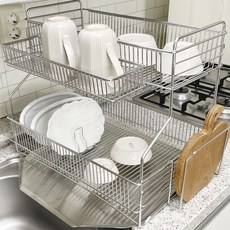 더잉 올스텐 자동 물빠짐 식기건조대 2단 싱크대 설거지 그릇건조대 트레이 올인원(풀세트)