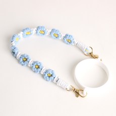 눈도라 텀블러 스트랩 꽃 실리콘 스탠리 호환 손잡이 핸들 스타벅스 텀블러꾸미기 텀꾸, 꽃 블루, 1개