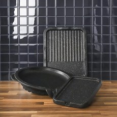 국내산 고기불판 모음 업소용 가정용 마블 코팅 불판 캠핑 솥뚜껑 고기 판 삼겹살 불판 전골 냄비 그릴 팬 조리 도구, 스텐 드레인, 1개