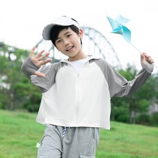 兒童涼感防曬衣 - 冰絲透氣抗UV薄外套