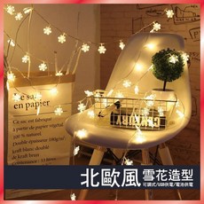 【台灣現貨】LED燈串 燈飾 雪花造型燈 造型燈串 背景燈 LED燈 婚禮 生日 佈置燈 露營燈 防水 裝飾燈 聖誕燈, 1個, 3公尺(20燈),電池款