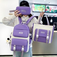 이범락 2022 가방 여중생 초등학생 3~4~6학년 가벼운 백팩 대용량 가방 네이비 벨트 액세서리, 퍼플 밴드