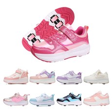 PHTEER 롤러슈즈 바퀴달린 운동화 롤러스케이트 4륜 F08, 핑크색, 1개