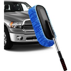 YeewayVeh 차량 먼지 제거 외부 스크래치 없는 극세사 청소 브러시 트럭 SUV 및 가정 청소를 위한 확장 가능한 손잡이 꽃가루 파란색, 2 Pack, Gray / Red