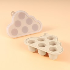 ibooooo 嬰兒果蔬咬咬樂 輔食器 附矽膠冰格模具, 奶茶色 雲朵輔食冰模, 1個, 100ml