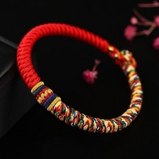 紅繩手鏈九乘金剛結五彩繩轉運平安手鏈女手工編織繩男本命年手繩, 1個, 棕加五彩,手圍20厘米