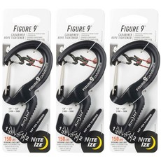 Nite Ize Figure 9 카라비너 대형 로프 타이트너 알루미늄 타이 다운 툴 (3팩)