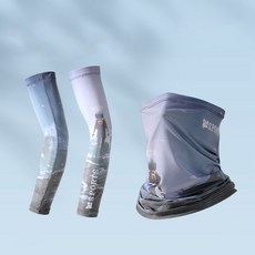 夏季防曬冰袖男士護臂袖套外賣套裝薄款透氣防紫外線騎行開車, 太空漫步（冰袖+面罩）, 1個