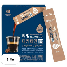맥널티커피 리얼 에스프레소 샷 디카페인 블랙 액상 스틱 커피, 1개, 30개입, 15ml