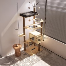 貓爬架貓窩貓樹一體實木多層太空艙貓跳台貓架子劍麻玩具貓咪用品, 1個, 卓越大床(實木板 實木柱 黃麻)