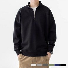 디커스텀 남녀공용 루즈핏 코튼 반집업 맨투맨 반목 폴라 빅사이즈 M~5XL