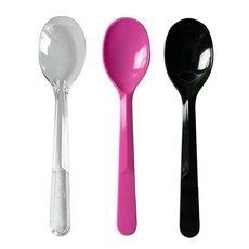 생활을그리다 디저트 미니 스푼 12cm 3색 혼합 투명 핑크 블랙 벌크포장, 1개, 100개입