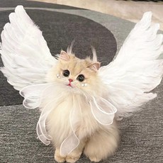 寵物天使翅膀裝飾，適用於貓咪和小型犬，尺寸60cm x 35cm, 白色【僅翅膀】 60*35cm, 1個