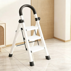 안전한 다용도 접이식 3단 사다리 화이트, 1개