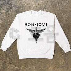 BON JOVI 본조비 가을 겨울 프린트 긴소매 티셔츠 유니섹스 맨투맨 화이트