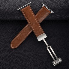 S10真皮錶帶 折疊磁吸扣 適用蘋果手錶 Apple Watch S10 9 8 7 6 5 SE Ultra 45mm, 焦糖棕【升級磁吸扣真皮錶帶】荔枝紋,S6/5/4/SE【40mm】
