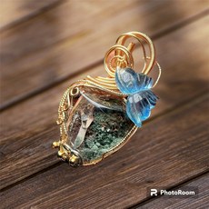 天然稀有產量 淨體棉晶 晶中晶綠幽 招事業財運設計墜子, 1個