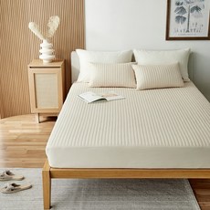 순면 60수 260가닥을 촘촘하게 짠 바이오 워싱 줄 누빔 침대커버 높은 매트리스 커버