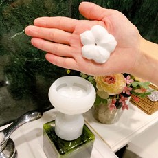 꽃모양거품 꽃모양공병 꽃거품디스펜서 꽃거품 폼폼플라워 폼플라워, 크리스탈-옐로우, 1개