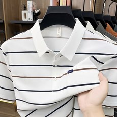 AURALA 여름 남성 골프티 캐주얼 루즈핏 카라넥 반팔 티셔츠