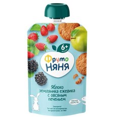 FRUTO NYANYA APLLE STRAWBERRY PUREE WITH COOKIE 프루토냐냐 사과 딸기 퓌레 위드 쿠키, 1개, 90g