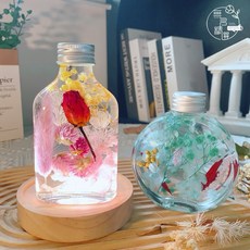 浮游花DIY材料包：玻璃瓶、乾燥花、永生花、擴香瓶、微景觀花藝材料, 1個, USB燈座, 200ml, 無色無味