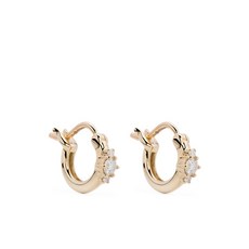 아디나레이터 14K 옐로 골드 트리오 다이아몬드 허기 후프 이어링