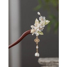 [청아한 무드] 비녀 나무 뒤꽂이 전통 헤어핀 헤어장식, 2. 구름 위 가지 옥 비녀