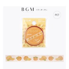 莫莫日貨 2024年1月新品 BGM Life系列 橘子PET透明膠帶 CE002，日本進口，手帳裝飾必備, 1個