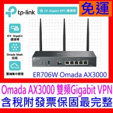【全新公司貨開發票】TP-Link ER706W Omada AX3000 雙頻Gigabit VPN商用路由器VIGI, 1個