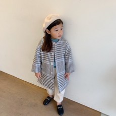 바로배송 다노 아동 여아 남아 등원룩 체크코트