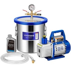 VIVOHOME 펌프 키트가 있는 11.4L(3갤런) 진공 챔버 3.5CFM 1단계 펌프가 있는 강화 유리 뚜껑 진공 포트 수지 주조 에폭시 목재 안정화용 304 스테인리스, 11.4L(3갤런) 강화 유리 뚜껑