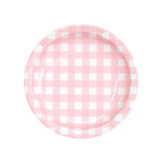 피플스파티 파티접시 체크 무늬 18cm, 1세트, 18개, 핑크