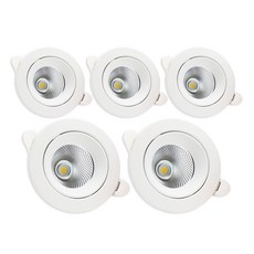 라인라이팅 LED 샤인 COB 3인치 다운라이트 8w 플리커프리, 5개, 주백색(아이보리빛)