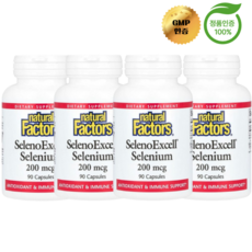 네츄럴팩터스 SelenoExcell 셀레늄 200mcg 캡슐 90정, 4개