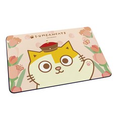 FUMEANCATS 軟式珪藻土吸水地墊 鬱金香系列 貓咪防潮地墊, 1個, 花花黃阿瑪
