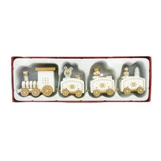 해피 크리스마스 원목 기차그린, E. 흰색 4 섹션