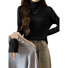 WAWAMOM 여성 가을겨울 목폴라 긴팔티 여자 빅사이즈 체형커버 긴팔티셔츠 GFA032