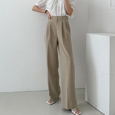 針織女款人造絲細褶寬版Renes西裝褲