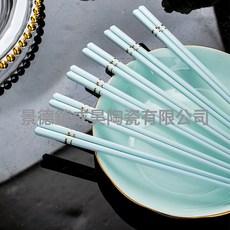 DIU 抗菌防黴合金筷子家用不發黴防滑一人一筷多色分餐筷高檔快子, 1個, 24cm, 影青金5雙裝