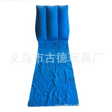 充氣三角形靠墊 戶外加厚植絨沙灘墊 便攜摺疊海邊坐墊, 藍色,130*48*48CM